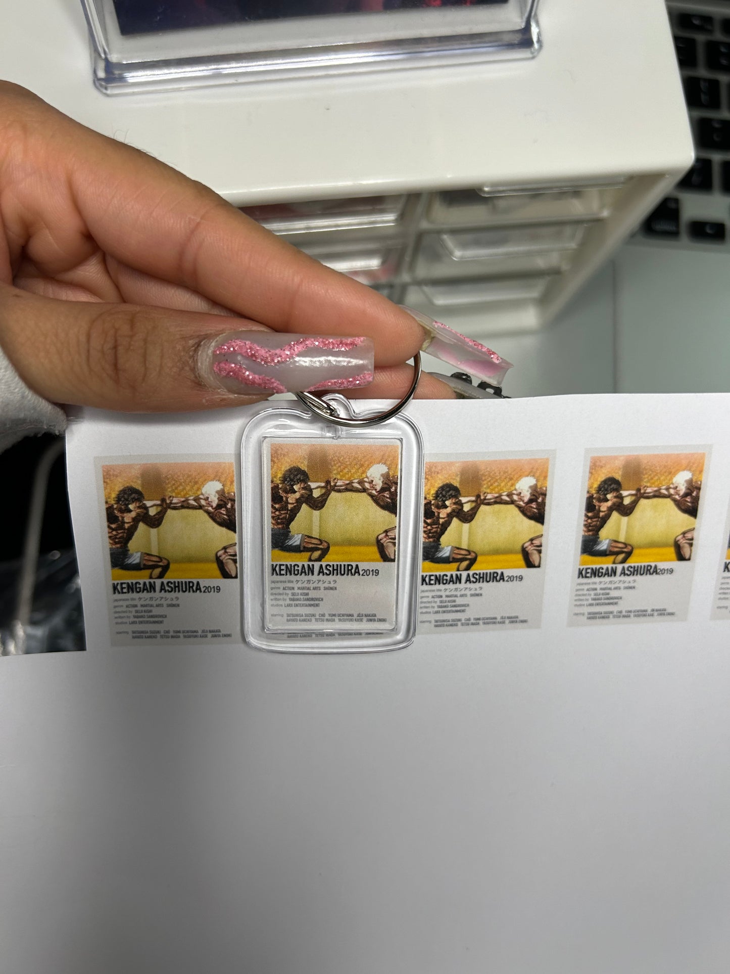 Japanese Fighting Match Polaroid Inspired Keychain