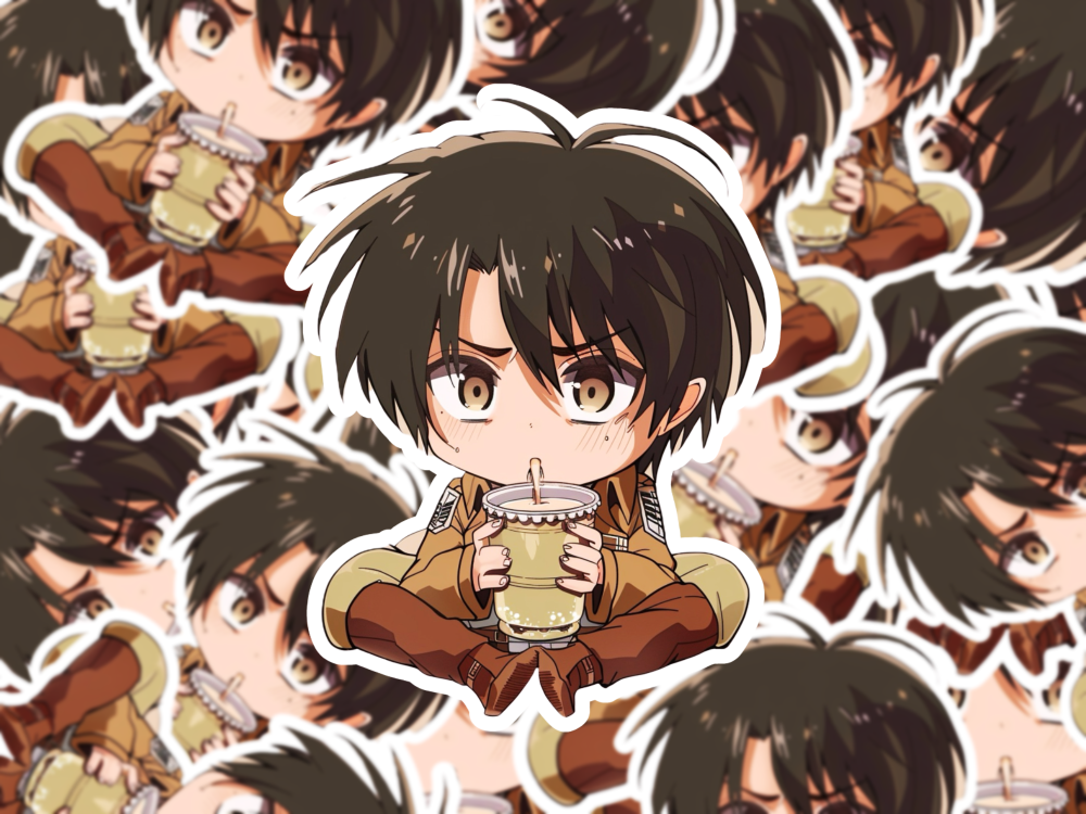 Cute Vinyl Chibi Anime Character Drinking Boba